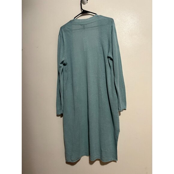 Eileen Fisher Long Cardigsn Organic Linen blend sz L color seafoam NWT mspr 268 - Picture 2 of 7